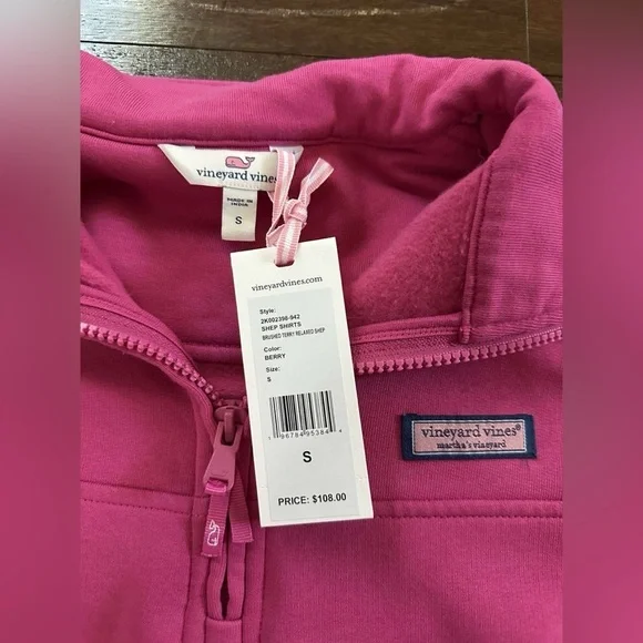Vinyard Vines-Surf Terry Shep Shirt-size Small-berry relaxed fit-NWT - Picture 2 of 9